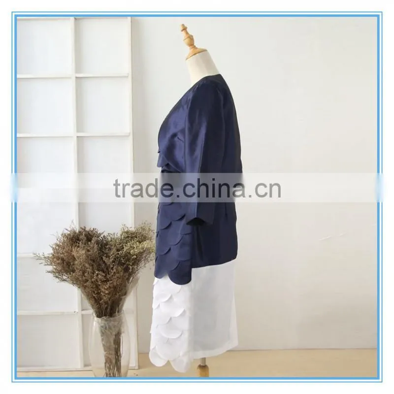 Hot Sales Shantung Lacer cutting Design Prom Bolero Dress Suits For Lady