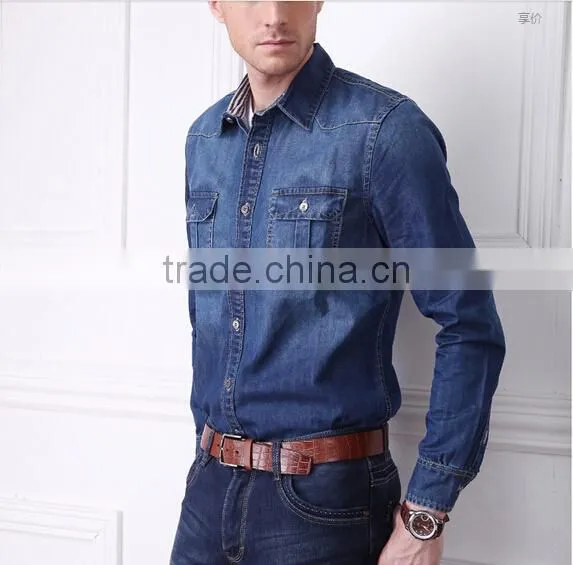 mens blue denimshirt with chest pocket N02