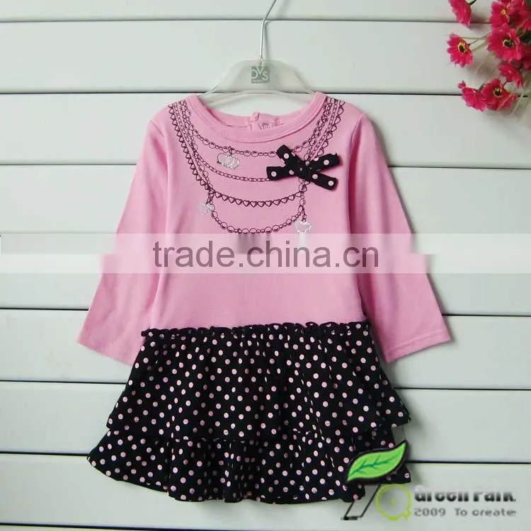infant baby girls cute pink polk dots dress with black legging sets baby suits girls outfits