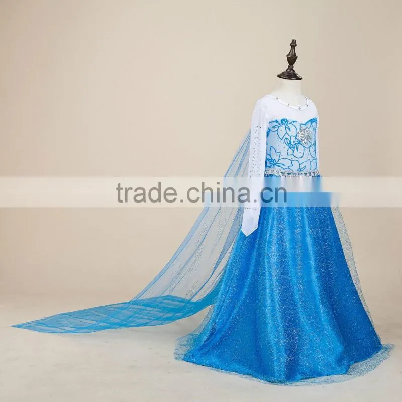 2016 wholesale girl frock design pretty costume frozen elsa princess dress
