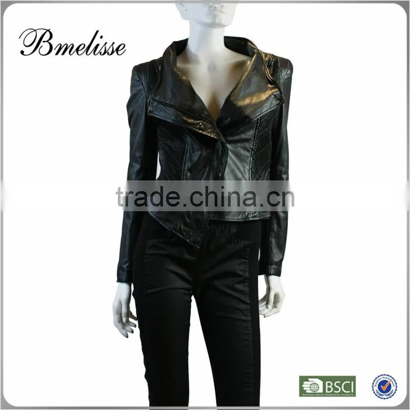 2014-2015 2014 new fashion black women pu leather jackets for lady