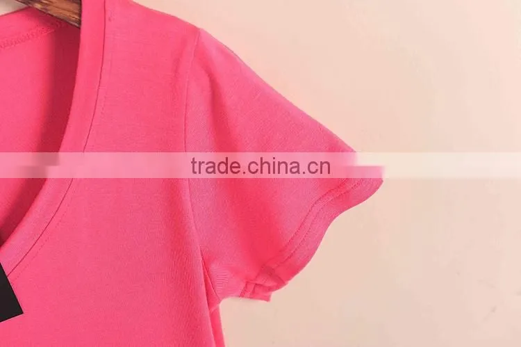 New Fashion Stretch Summer Women T Shirts Ms Solid Color Short Sleeve 100% Cotton v neck t shirt Women's Blank V-Veck T-Shirts