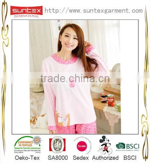 Long Sleeve Ladies Cotton Sleepwear