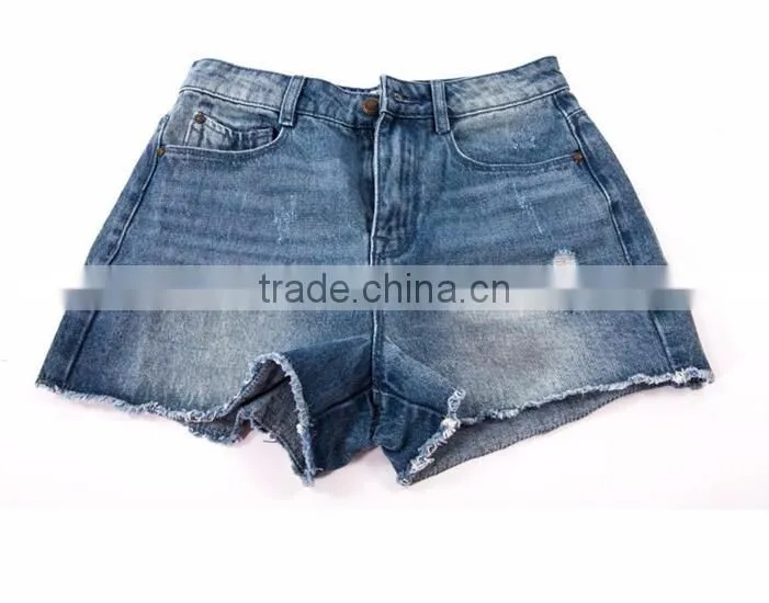 Runwaylover EY0620P High Waist Denim Shorts 2017 Summer Wholesale Women Sexy Light Acid Wash Distressed Denim Shorts