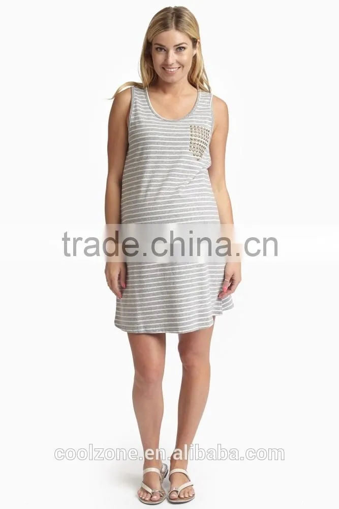 Women grey striped studded pregnancy clothes wholesale maternity clothing 2015