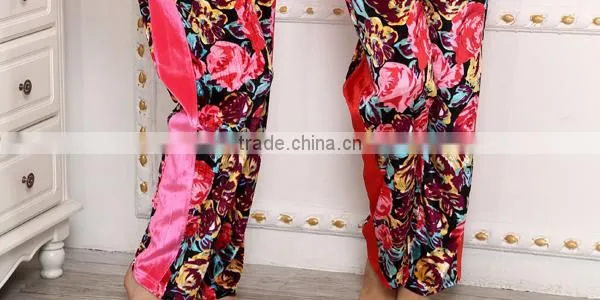 Custom made women winter velvet pajamas with rib red color printing zip-up home wear