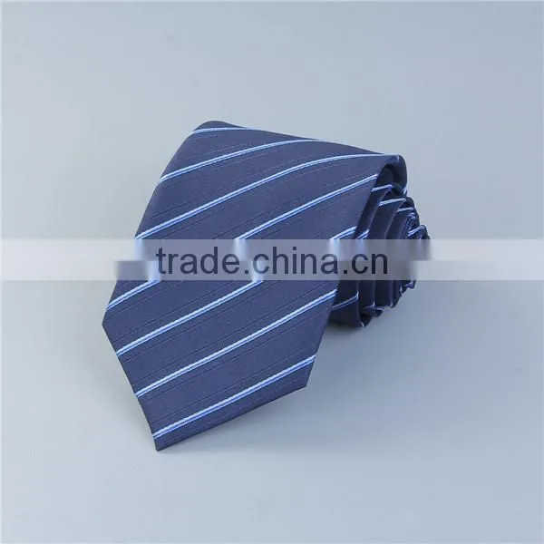 Polyester Necktie Navy Blue Stripe Fashion Necktie For Men