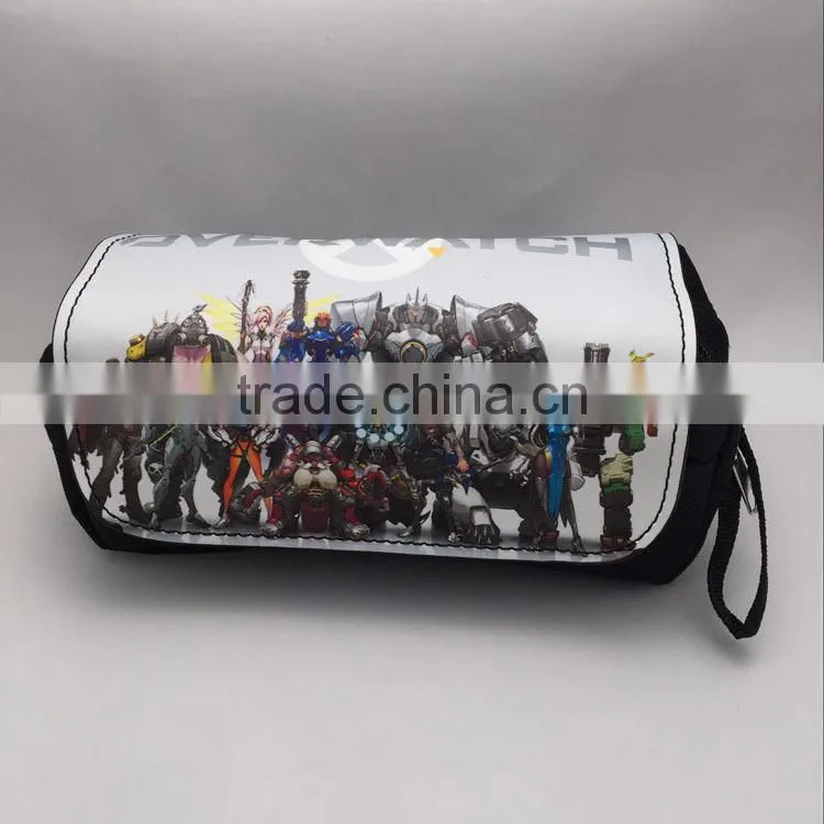 Hot sale overwatch anime cartoon fancy pu pencil bag for students