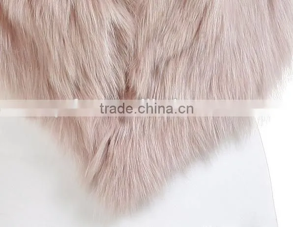YR180 V-neck New style Genuine Fox Belly Fur Vest 2016