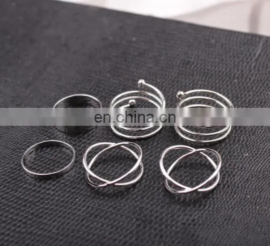 Punk Gold Silver Stack Above Knuckle Ring Band Midi Finger Rings Set 6PCS/Set