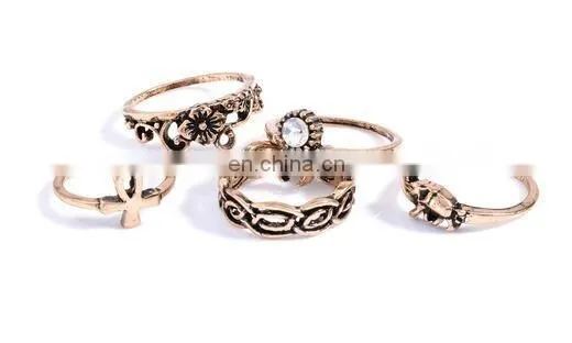 Punk Gold Silver Stack Above Knuckle Ring Band Midi Finger Rings 10PCS/Set