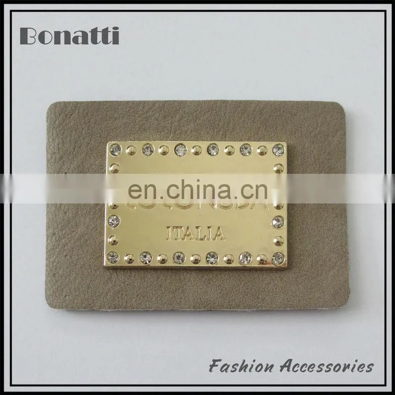 golden metal leather labels pu patches for jeans