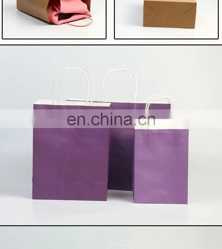 Wholesale colorful customized printed kraft paper bags with handles