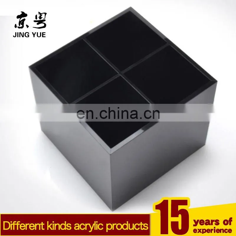 Black cube pmma makeup brush holder plexiglass brush display stand acrylic brush holder