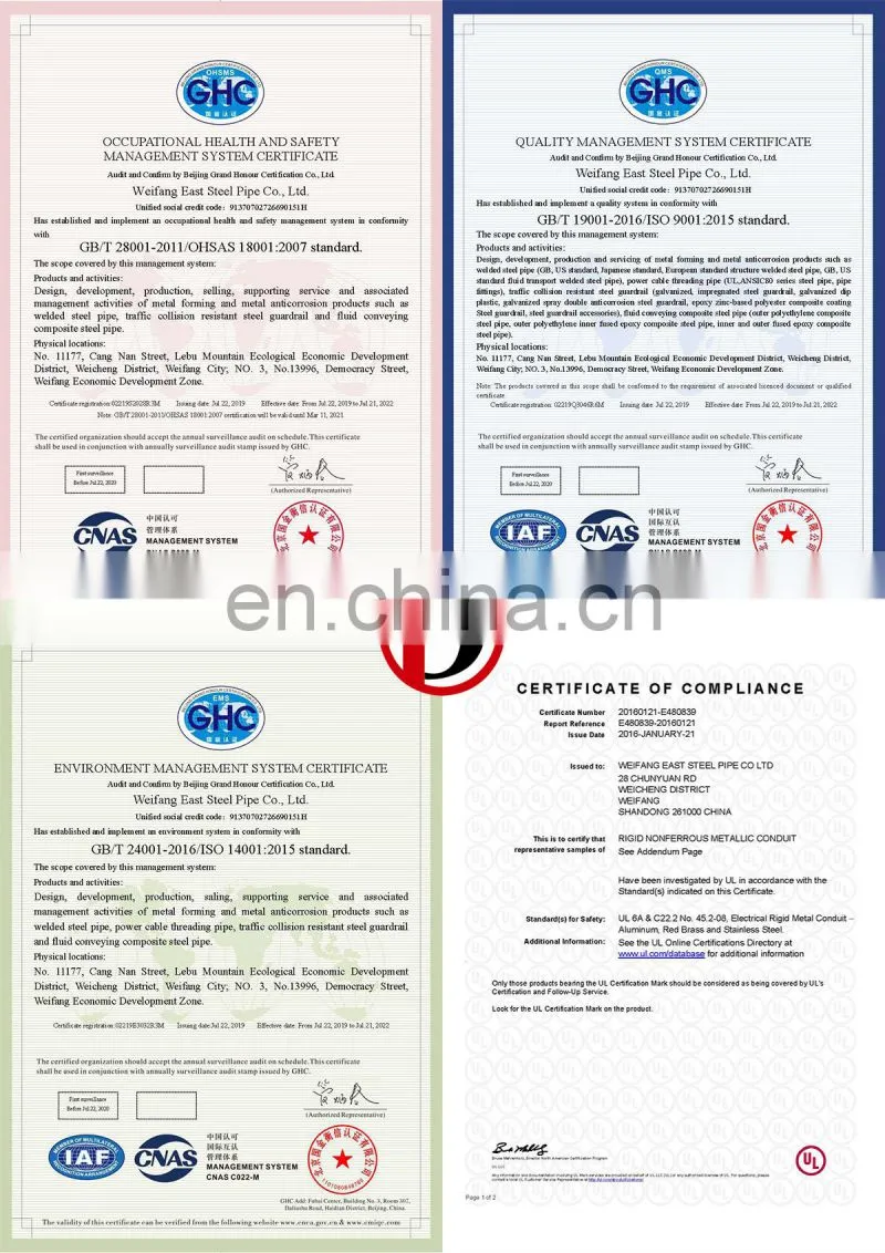 rigid steel conduit manufacturer ansi C80.1 ul6 standard conduit