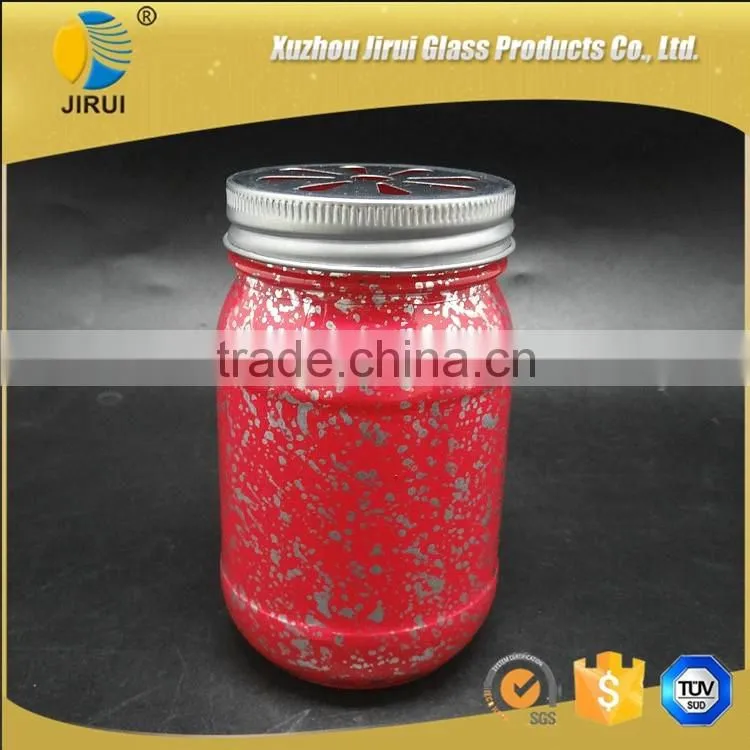 430ml Attractive Painting Glass Mason Jar with Iron Wire