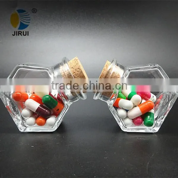 glass candy jar with cork & glass gift jar