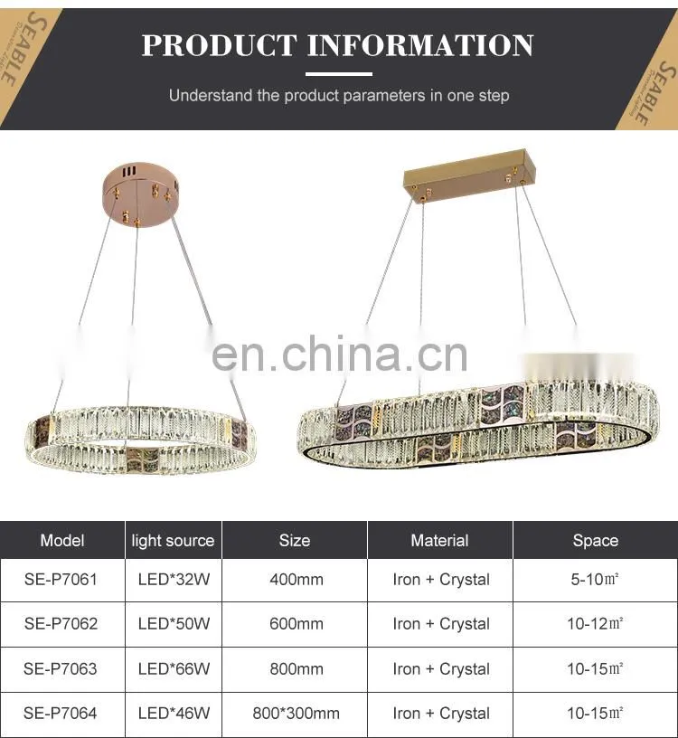 Modern Style Residential Decoration Living Room Dining Room Luxury LED Crystal Pendant Lamp