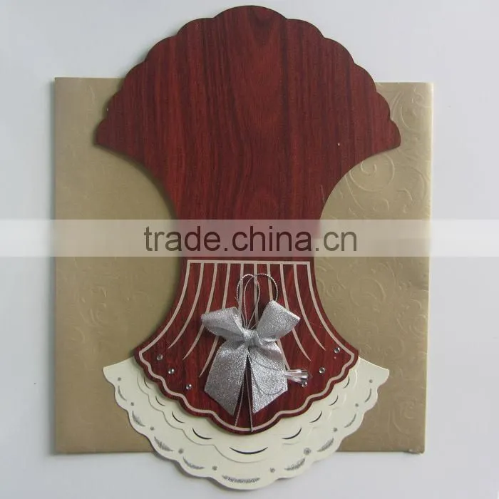 Scallop Shape Personalised Vintage Wooden Wedding Invitations