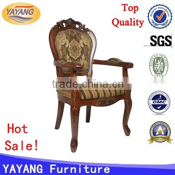 Factory manufacturer hand carved comfortable backrest dining French antique wooden chair pictures in hotel reception