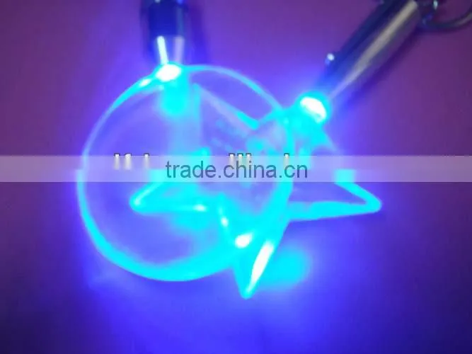 Led flashing ring light keychain,hot sale logo star shape keychain