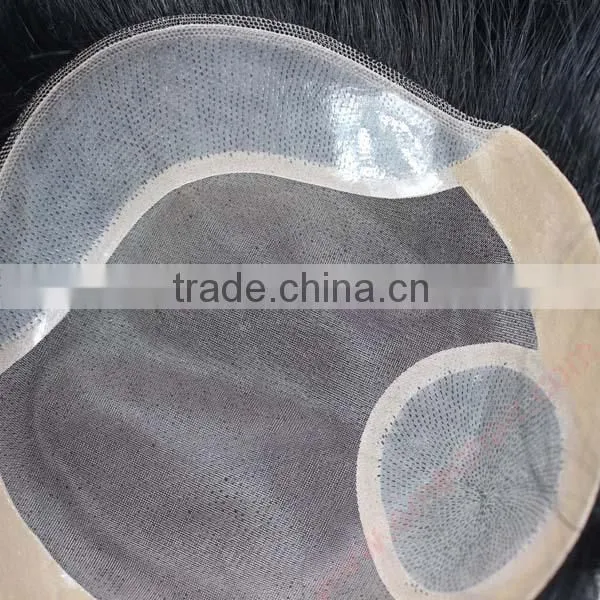 Natural looking 100% human hair mesh men's toupee