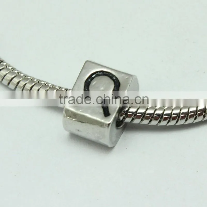 Wholesale Zinc Alloy Archaized Pdora Square Shape Anti-silver Slide Beads