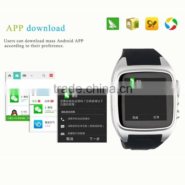 Leather band WIFI GPS 3G loud speaker Android watch phone