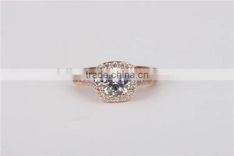 China solid jewellry factory price 14K rose gold white AAAAA CZ ring engagement ring