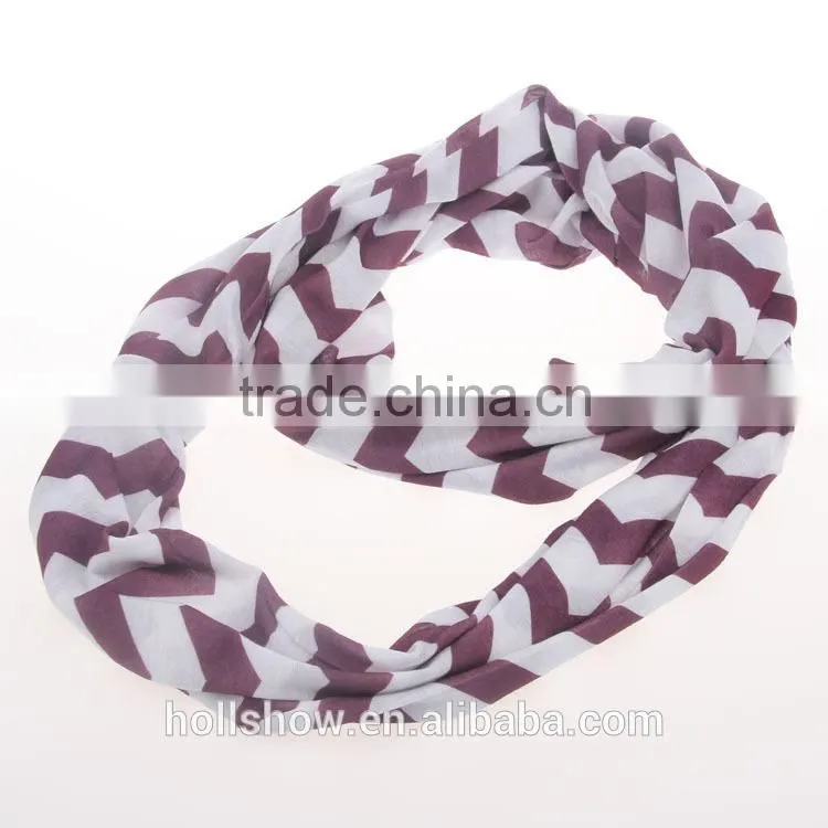 Wholesale Lady Fashion Polyester Circle Loop Cheveron Infinity Scarf