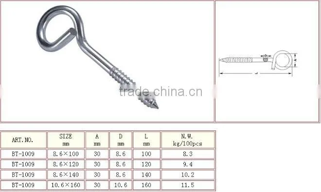 Steel Electric Galvanized Swing Wood Screw Hook in Rigging hardware manufacturer