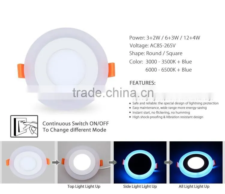 BIS Driver!!Blue/Red/Green/Pink round two color led panel light Faner