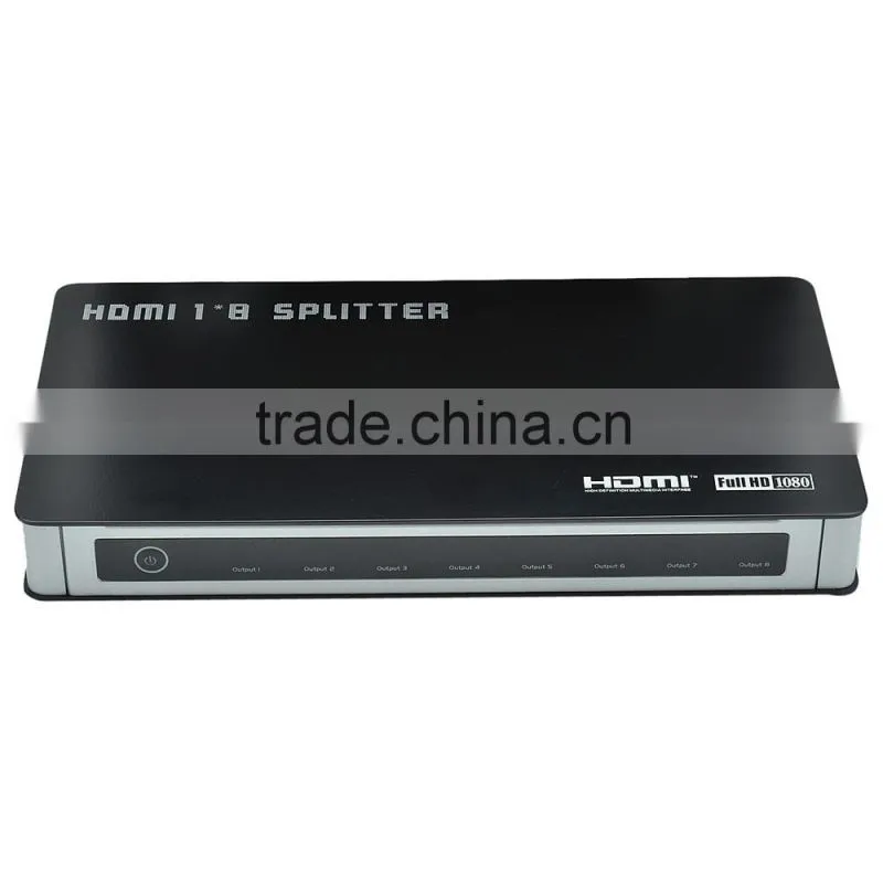 CHEERLINK 1-In 8-Out Full HD 1080P And 4K*2K HDMI V1.3 and V1.4 Amplifier Splitter 1*8 w/ - Black
