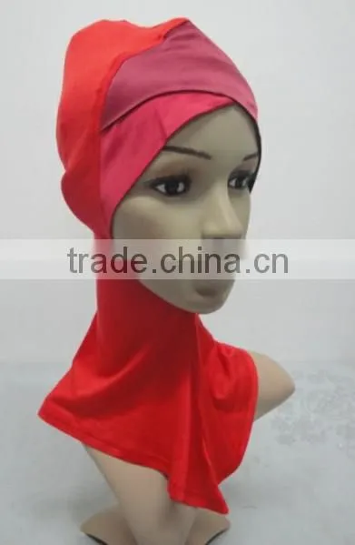 C049 new style both sides two color satin crossover ninja inner underscarf,full underscarf to cover neck