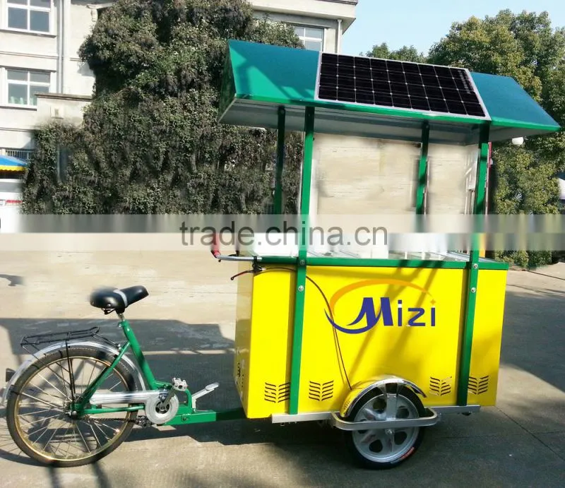 2015 new design solar ice cream freezer bike solar portable rechargeable battery bicycle freezer solar freezer with tricycle bic