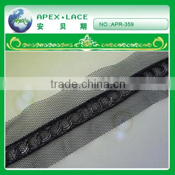 APR-359 Handmade sequins lace trimming with metal sequin for blouses wholesale