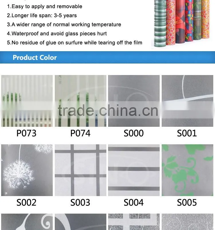 S031 Hard Carton 3-5 Years Colored Print Glass Vinyl Wrap Roll Paper