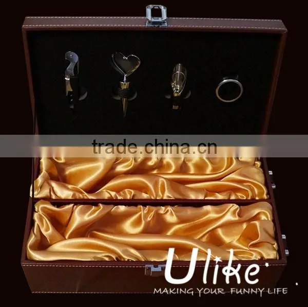 beautiful Leather beverage packing box luxury gift box packaging Leather wine package packaging bag