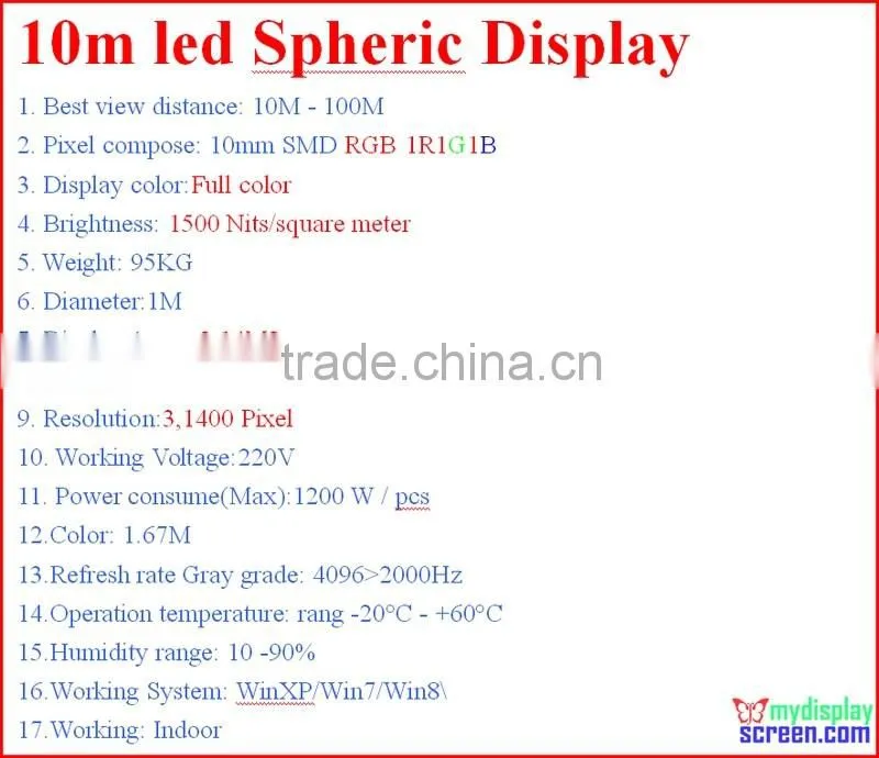 p10 full color led ball screen,indoor use for event and event video show