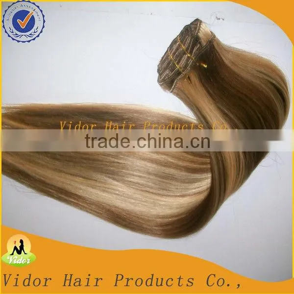 Remy clip in hair extension/top quality full head clip in hair Extensions