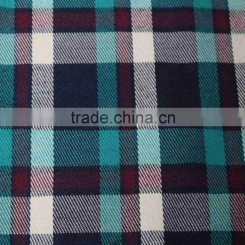 cotton twill check shirt plaid shirt fabric of twill fabric