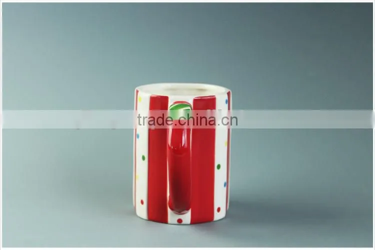 red stripe ceramic coffee mug with big handle
