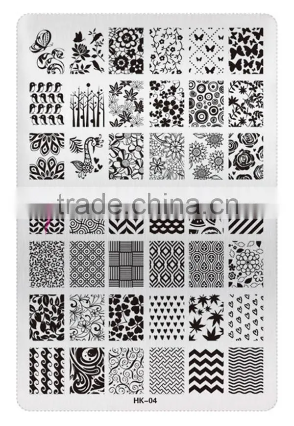 New style HK 02 flower and arrows design nail art stainless plate