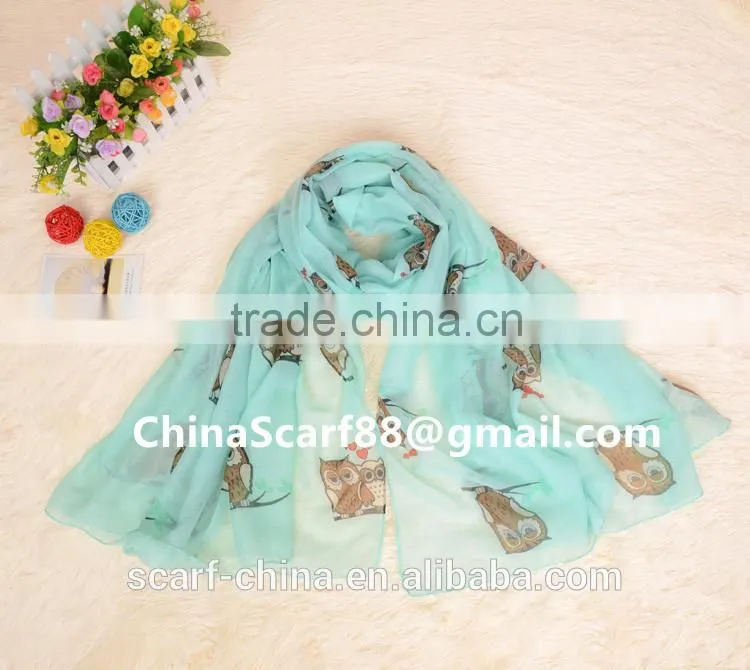 Wholesale owl viscose scarf