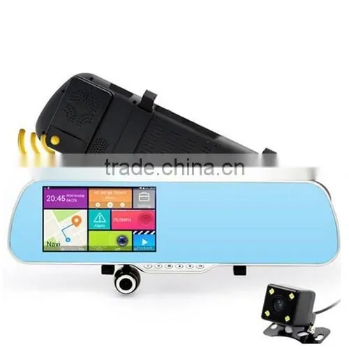 Car Dvr Mirror Rear-View Camera With 5 Inch IPS Mirror Android GPS 1080P Dual Camera Car Video Recorder