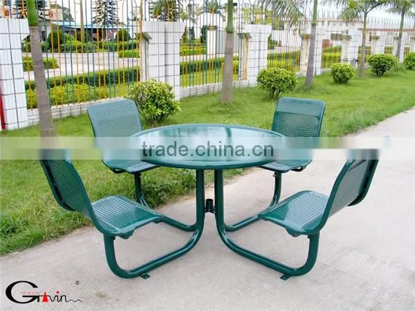 Metal outdoor picnic table chair set with umbrella hole