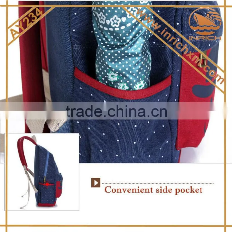 2014 Hot Sell Girls Backpack Satchel Canvas Cheap Rucksack