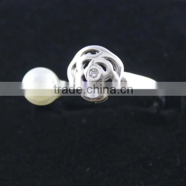 jewellery fashion rose flower perfect small pearl silver pearl rings