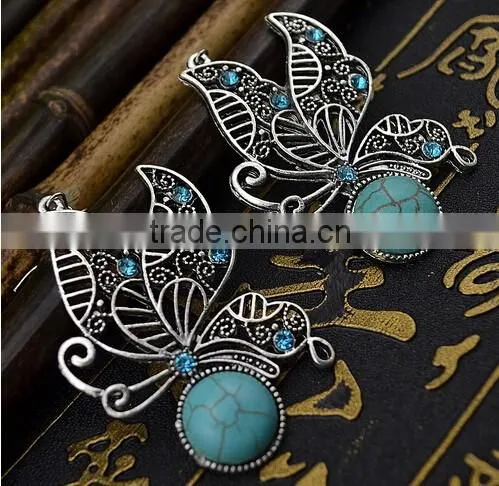 Designs new Retro Nation bohemian Style Butterfly Turquoise Earrings Wedding jewelry