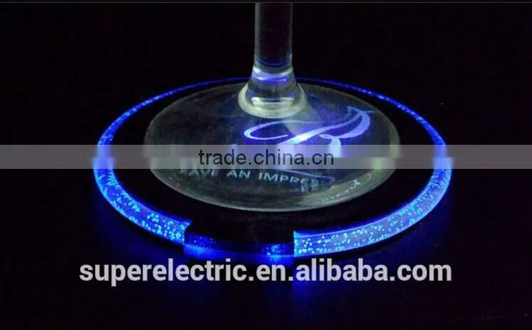 Hot sale transparent led bottle mats customized design light up led drink coaster